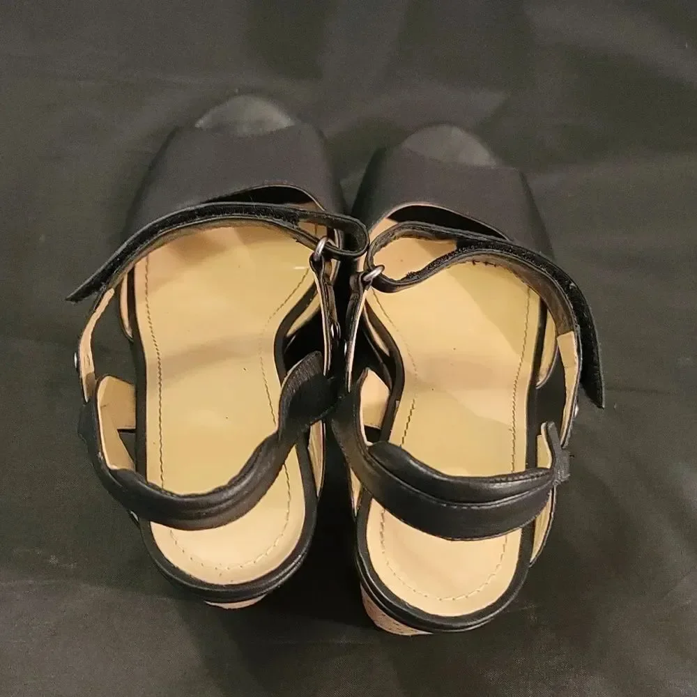 WEDGE PEEP TOE ADJUSTABLE BUCKLE WOMENS SANDAL